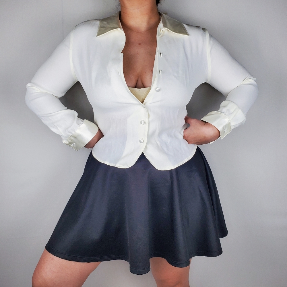 Vintage Notations Off White Side Button Blouse - image 6